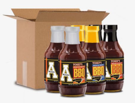 Mixed Case of Yosefs BBQ Sauces 18 oz.